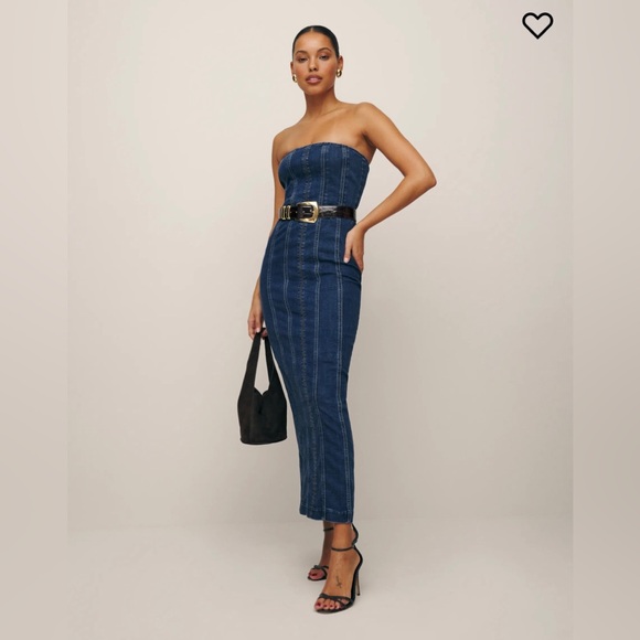 Reformation Dresses & Skirts - Reformation Anais Strapless Denim Midi Dress sz 12